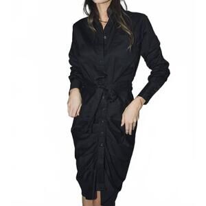 THE SHIRT by Rochelle Behrens Black Wrap Front Dress Size Large (8/10) New NWT!